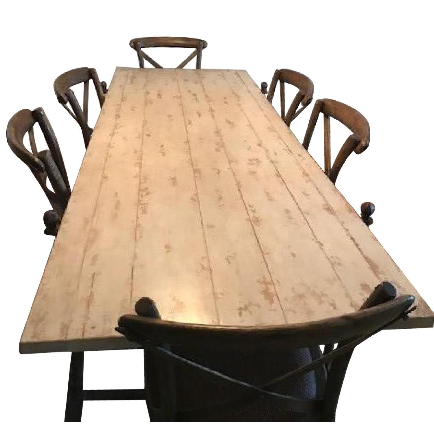 ABC Home Reclaimed Wood & Iron Dining Table w/ 6 Chairs AptDeco
