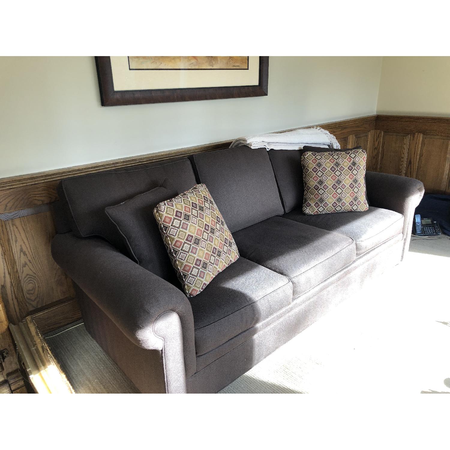 Ethan Allen Brown Chenille Sofa - image-1