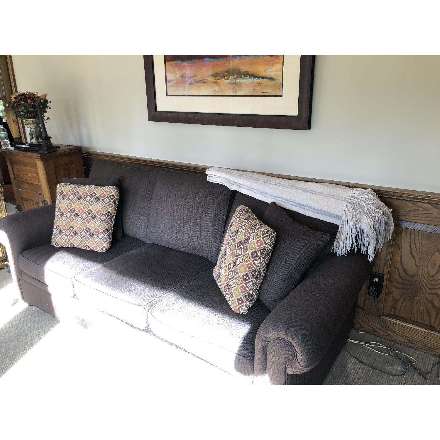Ethan Allen Brown Chenille Sofa - image-2