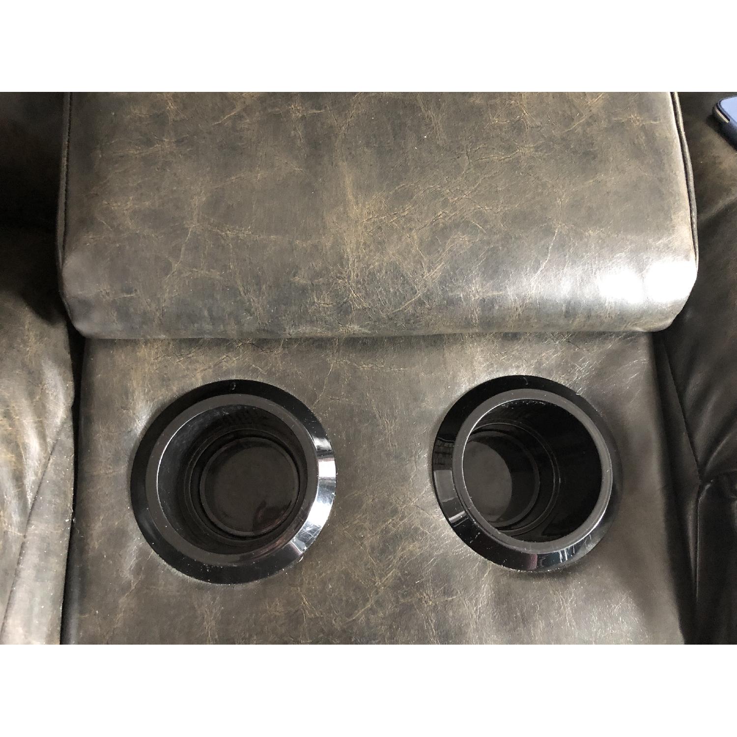 La-Z-Boy Custom Leather Recliner Sofa w/ Light Up Cup Holder - image-4
