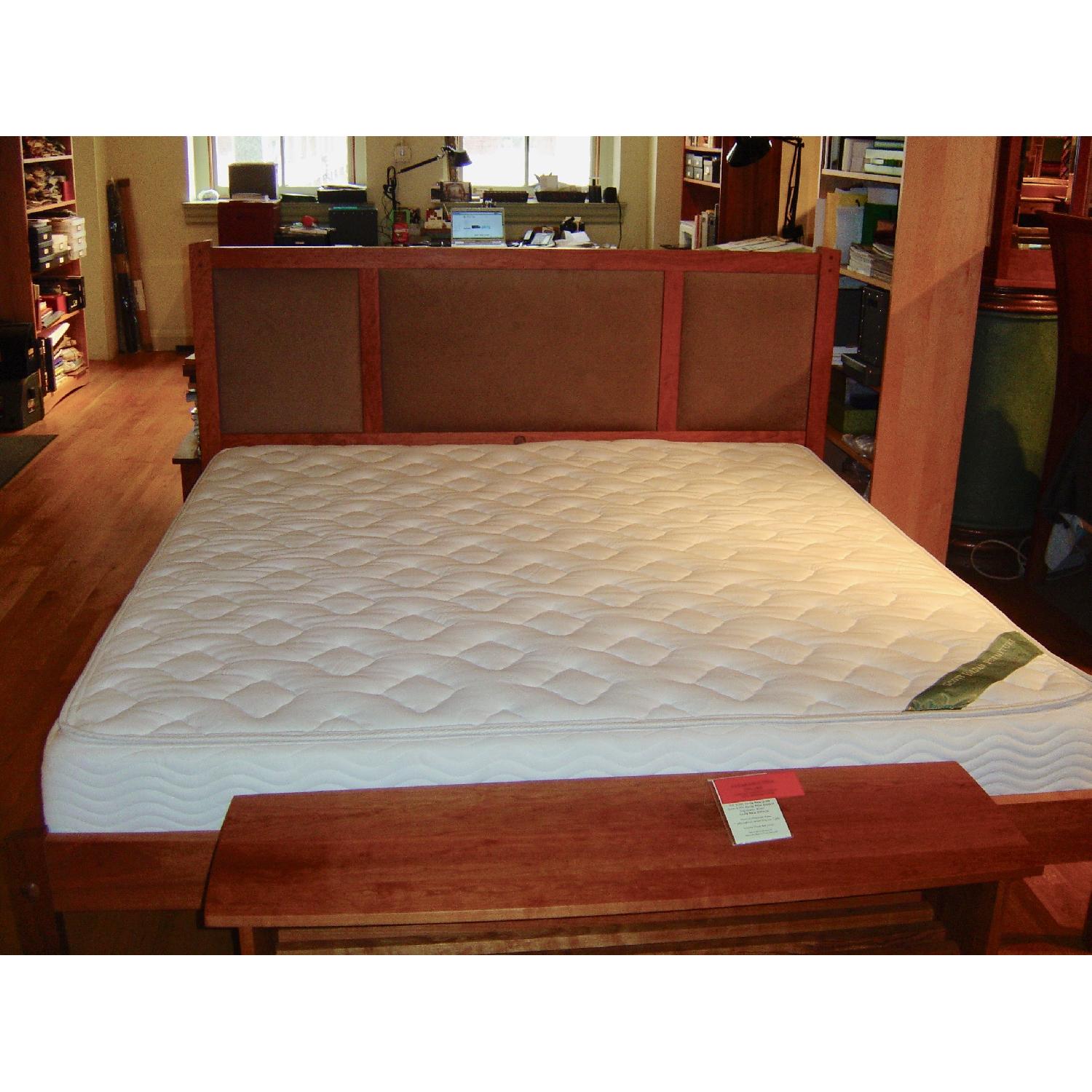 Scott Jordan Cherry Platform Bed w/ Upholstered Headboard - image-1