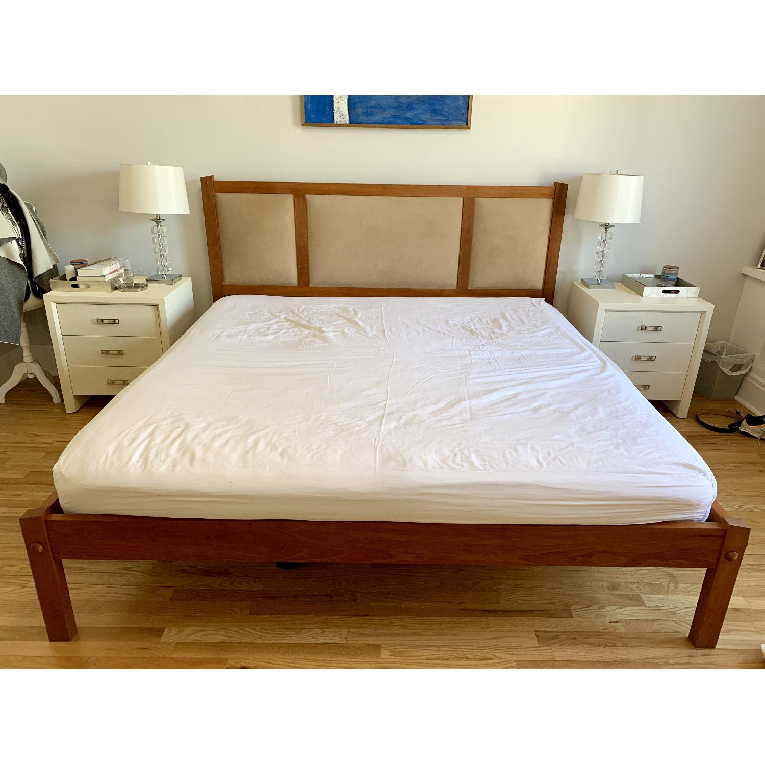 Scott Jordan Cherry Platform Bed w/ Upholstered Headboard - image-3