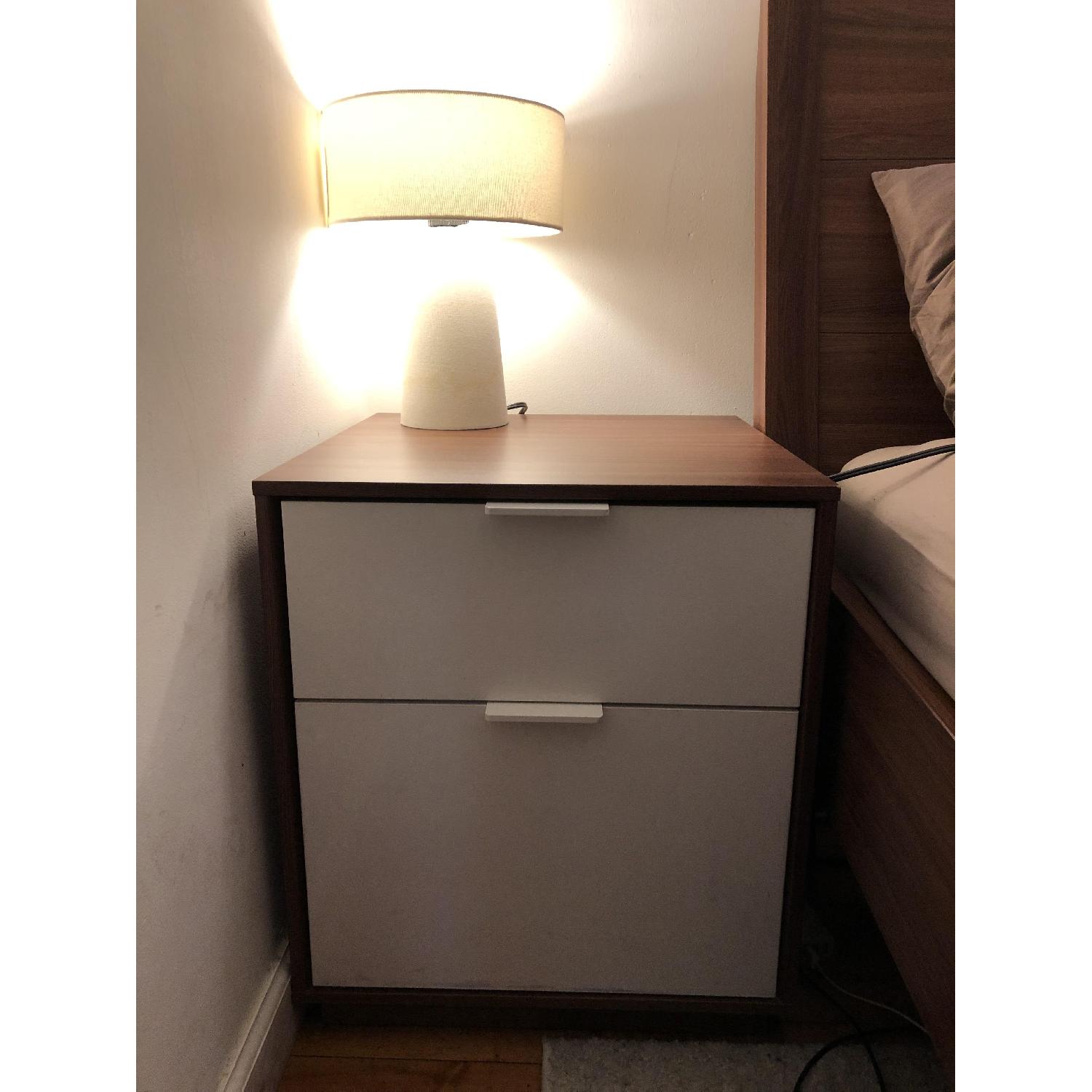 Ikea Askvoll Nightstands in Wood Veneer w/ White Drawers - image-3