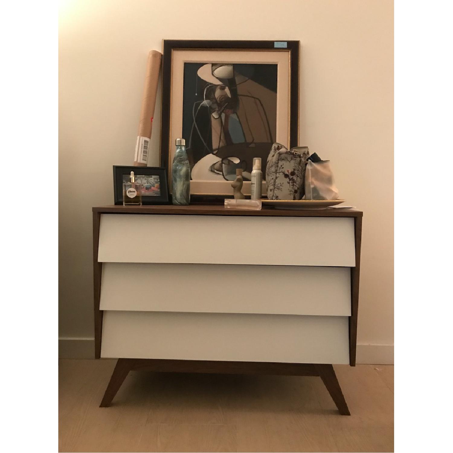 Mid Century Modern Dresser in Walnut Wood & White - image-1