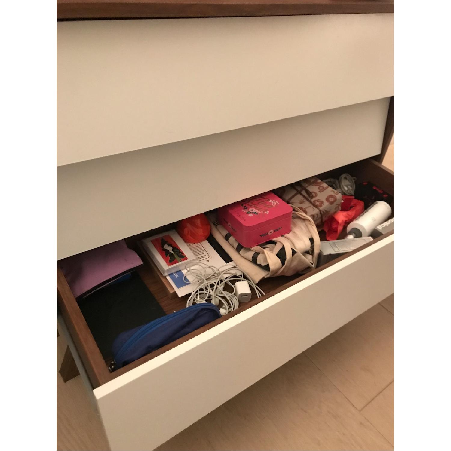 Mid Century Modern Dresser in Walnut Wood & White - image-3