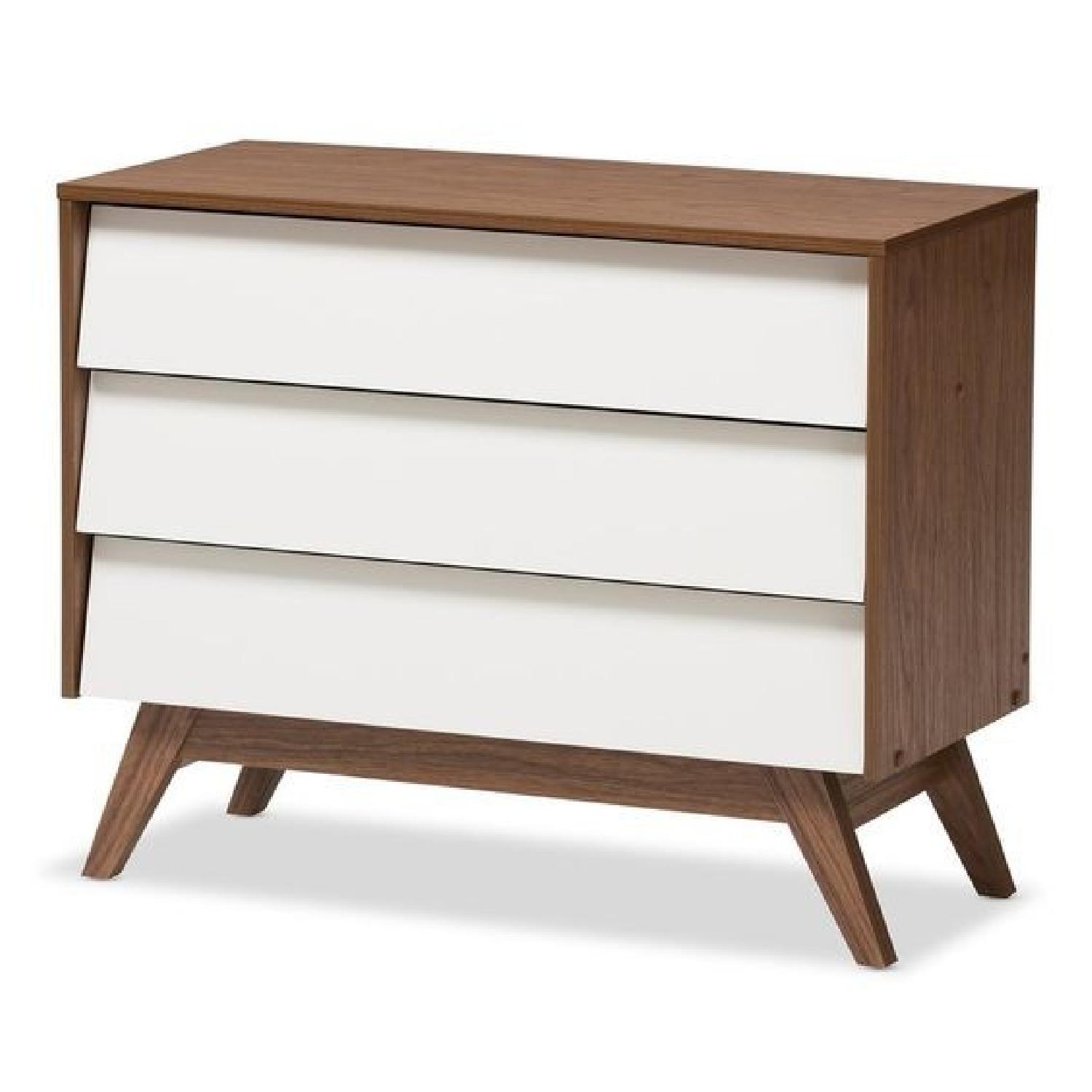 Mid Century Modern Dresser in Walnut Wood & White - image-5