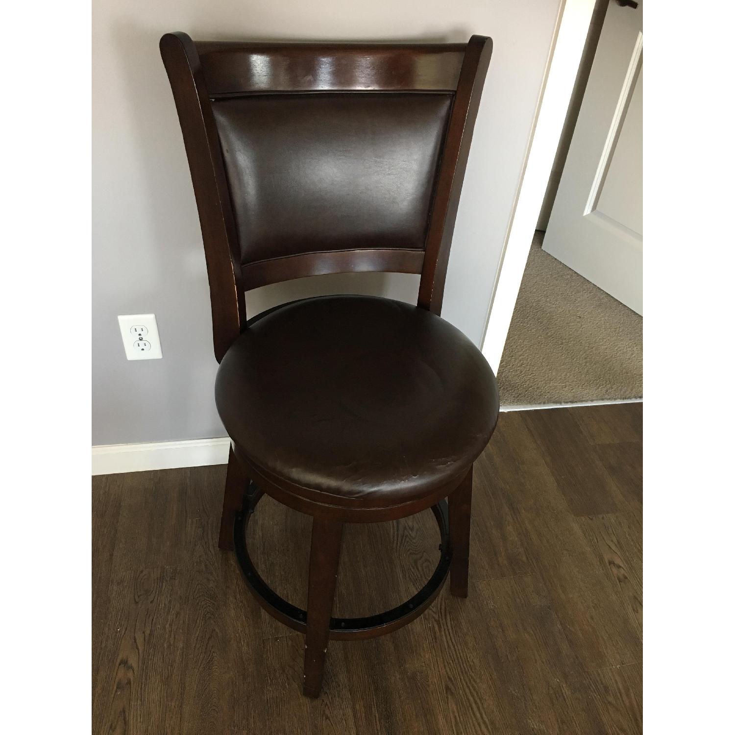 Dark Brown Leather Stools - image-1