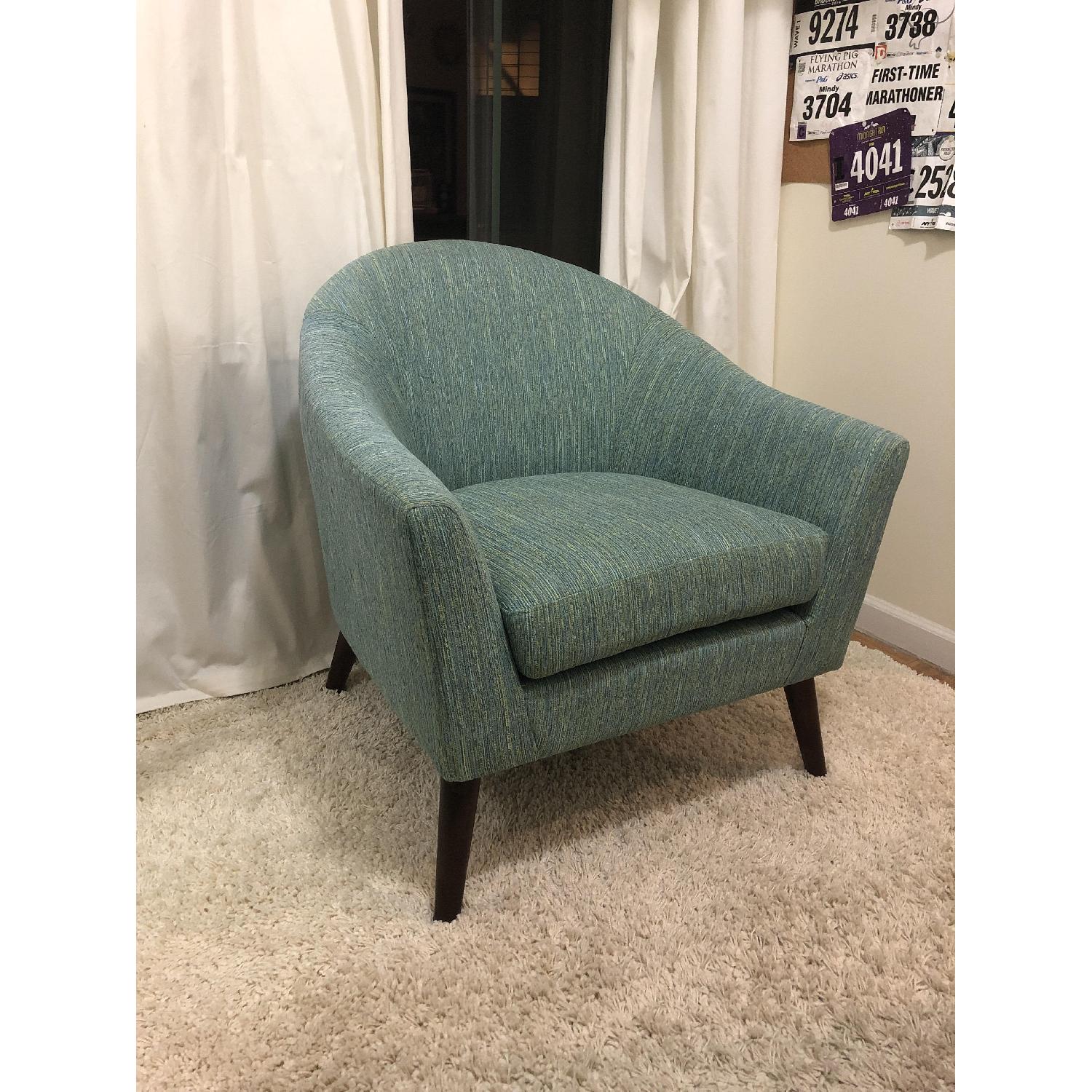 Patterned Blue Accent Chair - image-1
