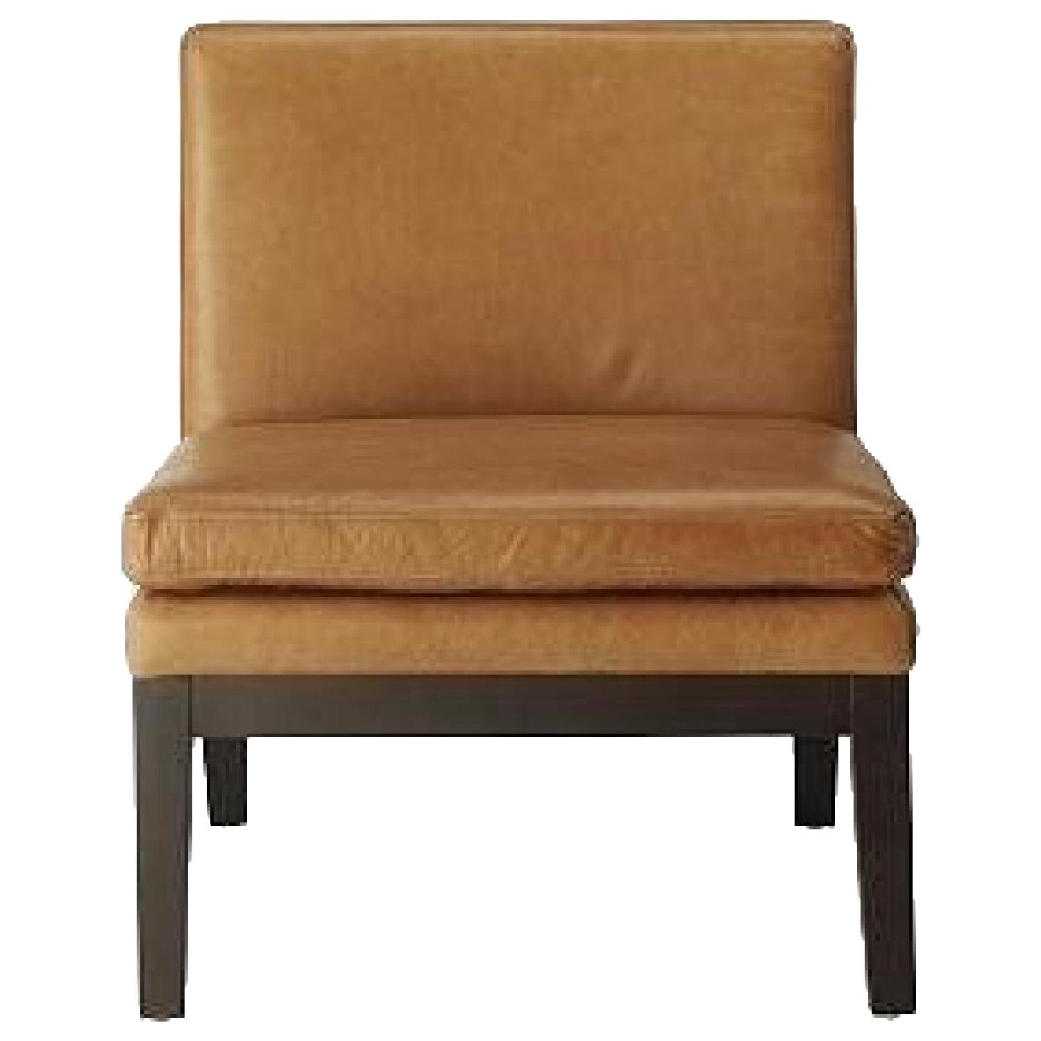 West Elm Camel Leather Slipper Chair AptDeco