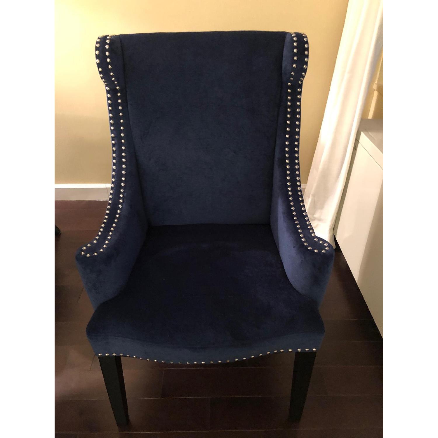 Blue Studded Arm Chairs - image-1