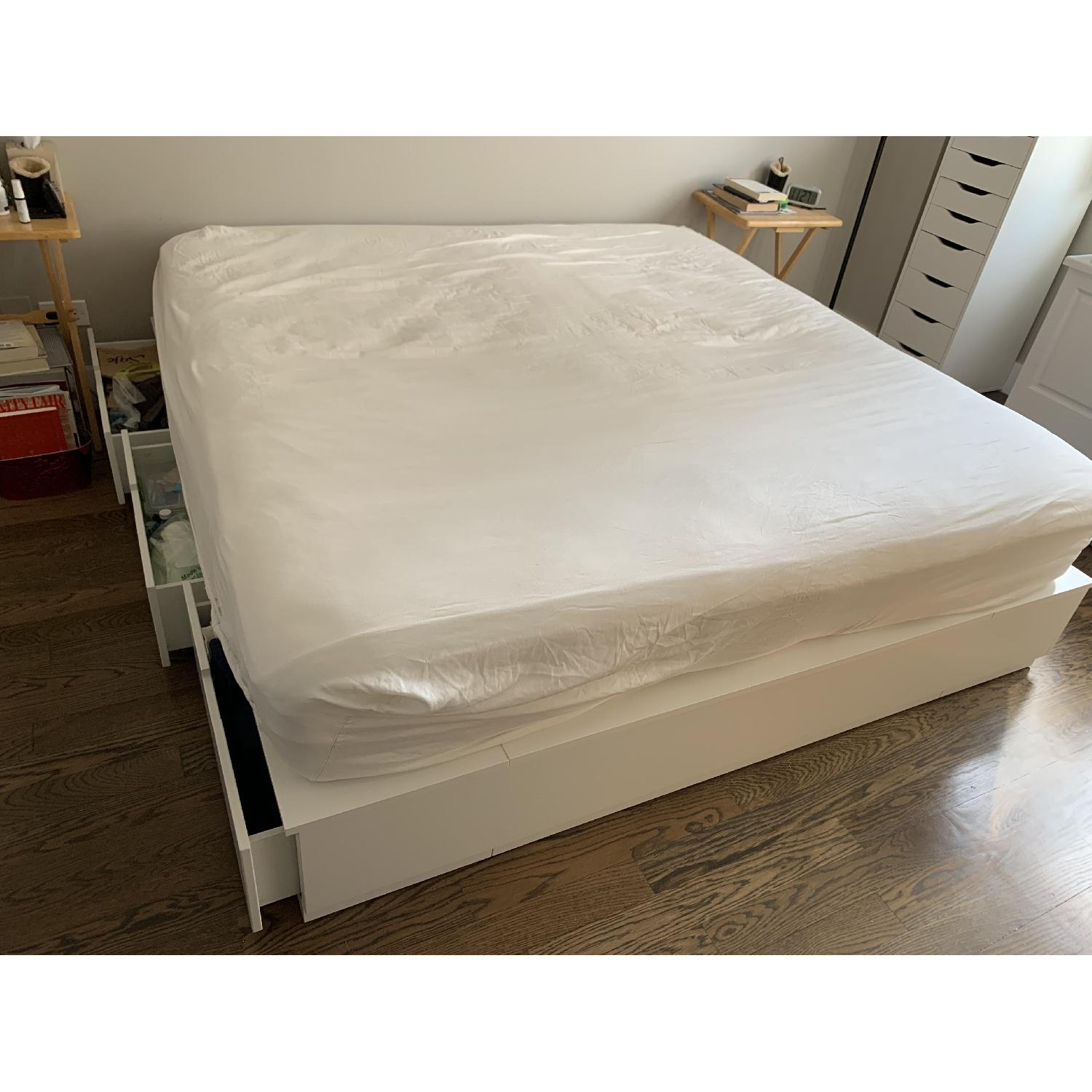 Ikea Nordli White King Size Storage Bed AptDeco