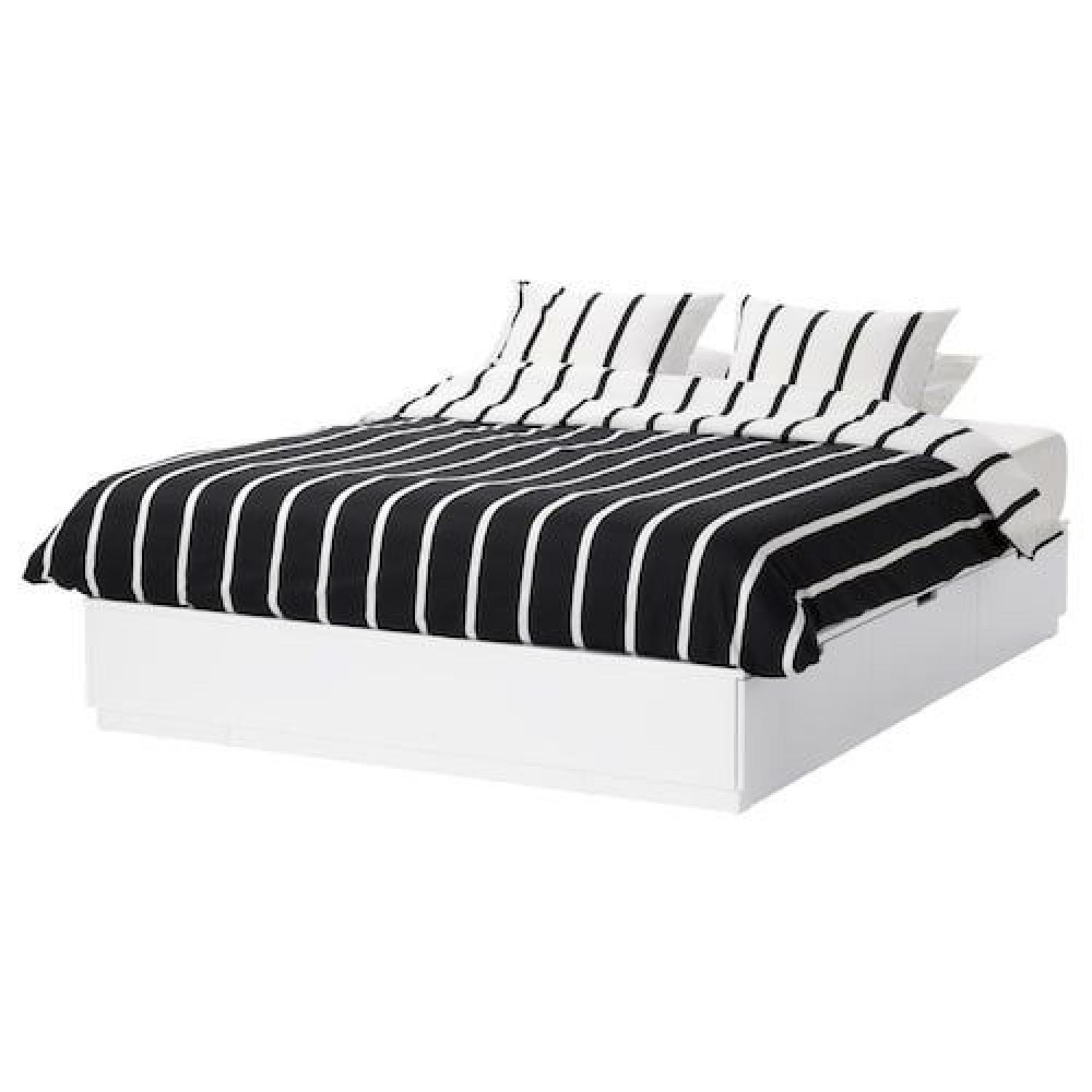 Ikea Nordli White King Size Storage Bed AptDeco