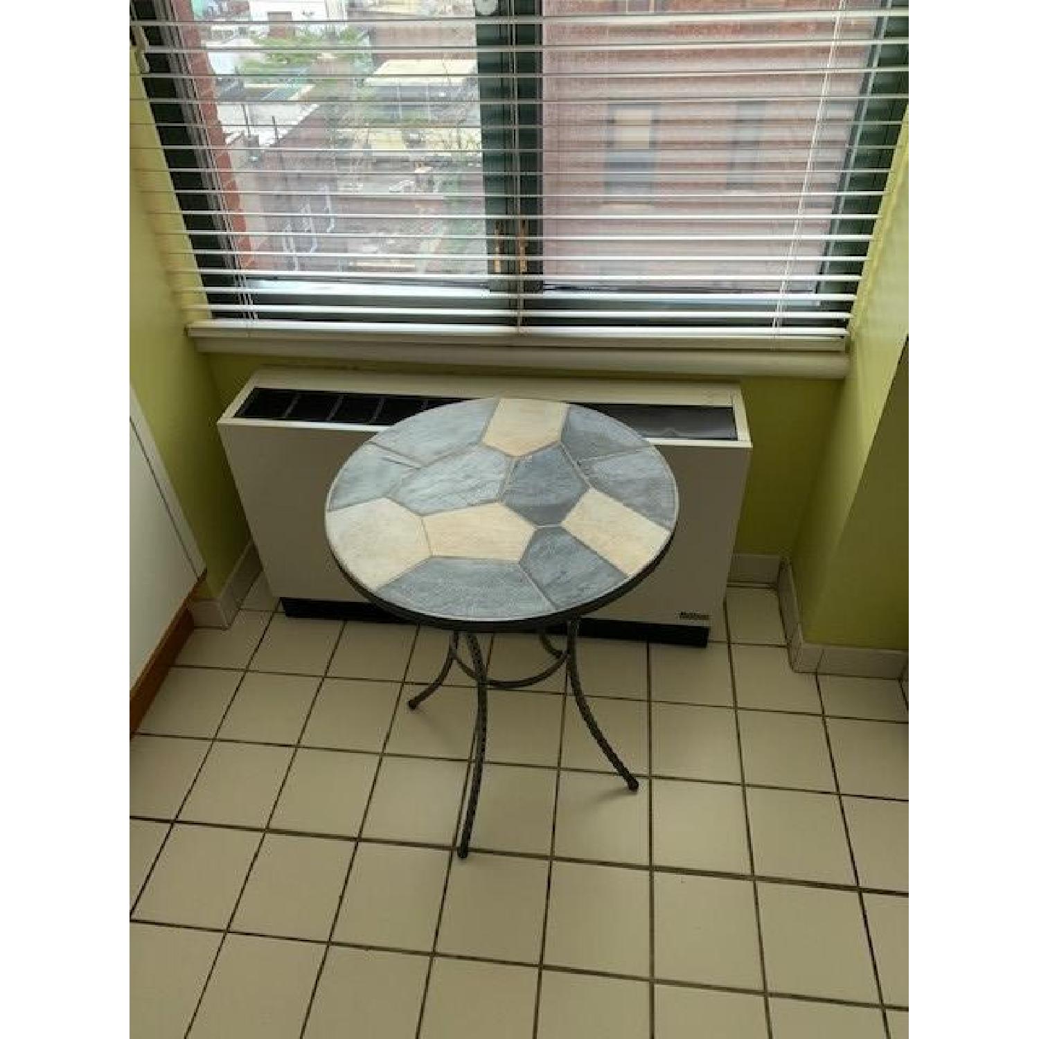 Pier 1 Stone Top Round Side Table w/ Metal Base - image-4