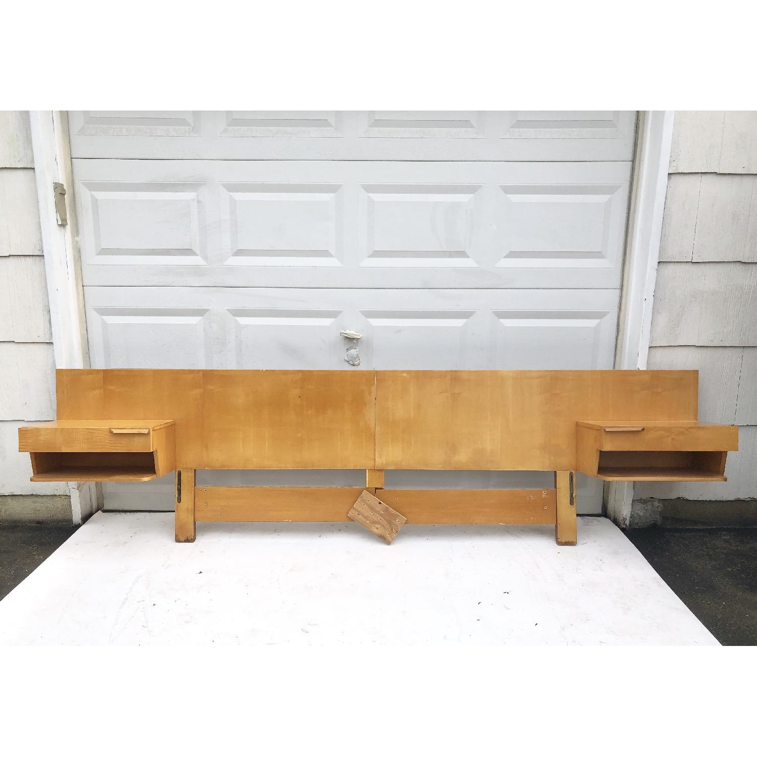 Mid-Century Modern Queen Size Headboard w/ Nightstands - image-1