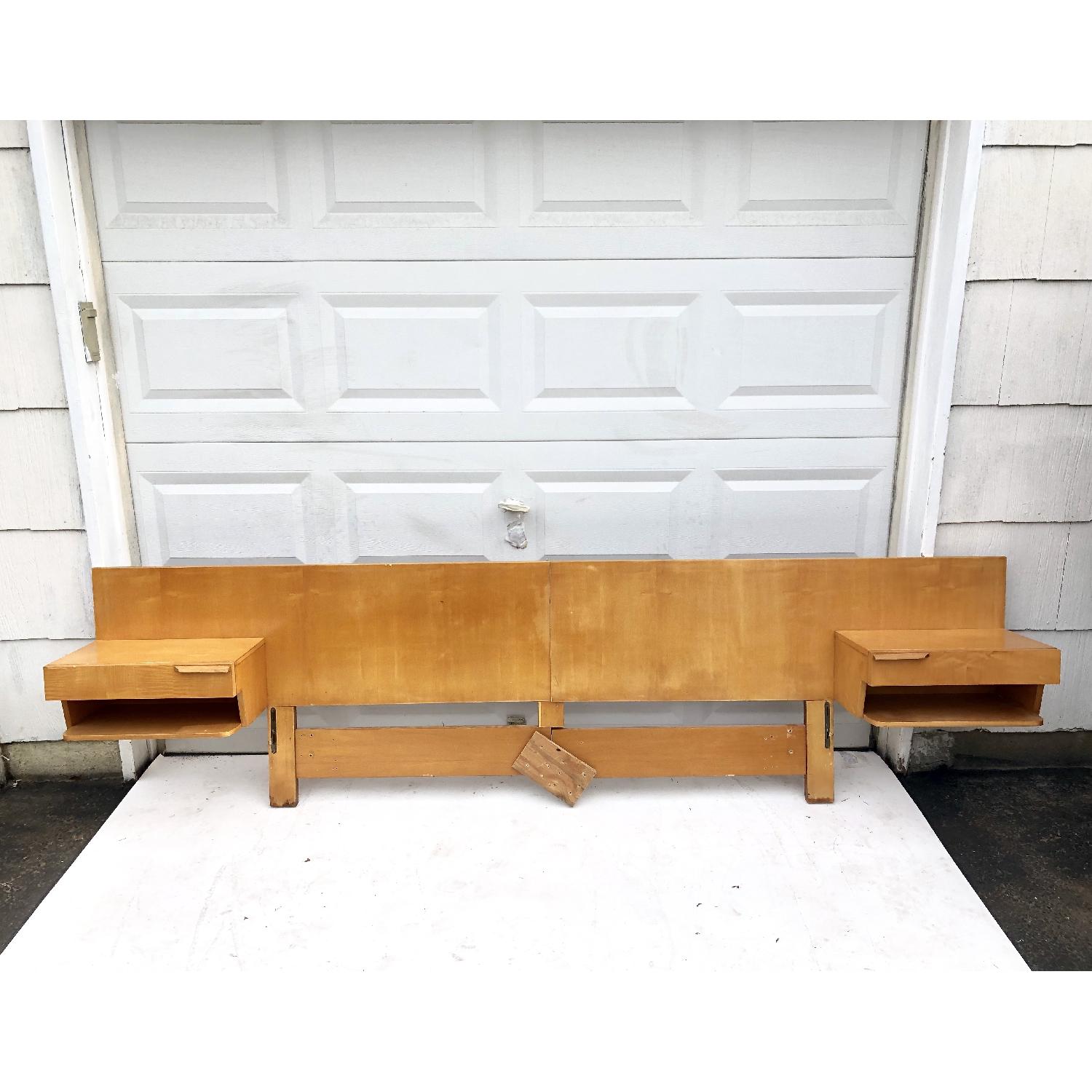 Mid-Century Modern Queen Size Headboard w/ Nightstands - image-3