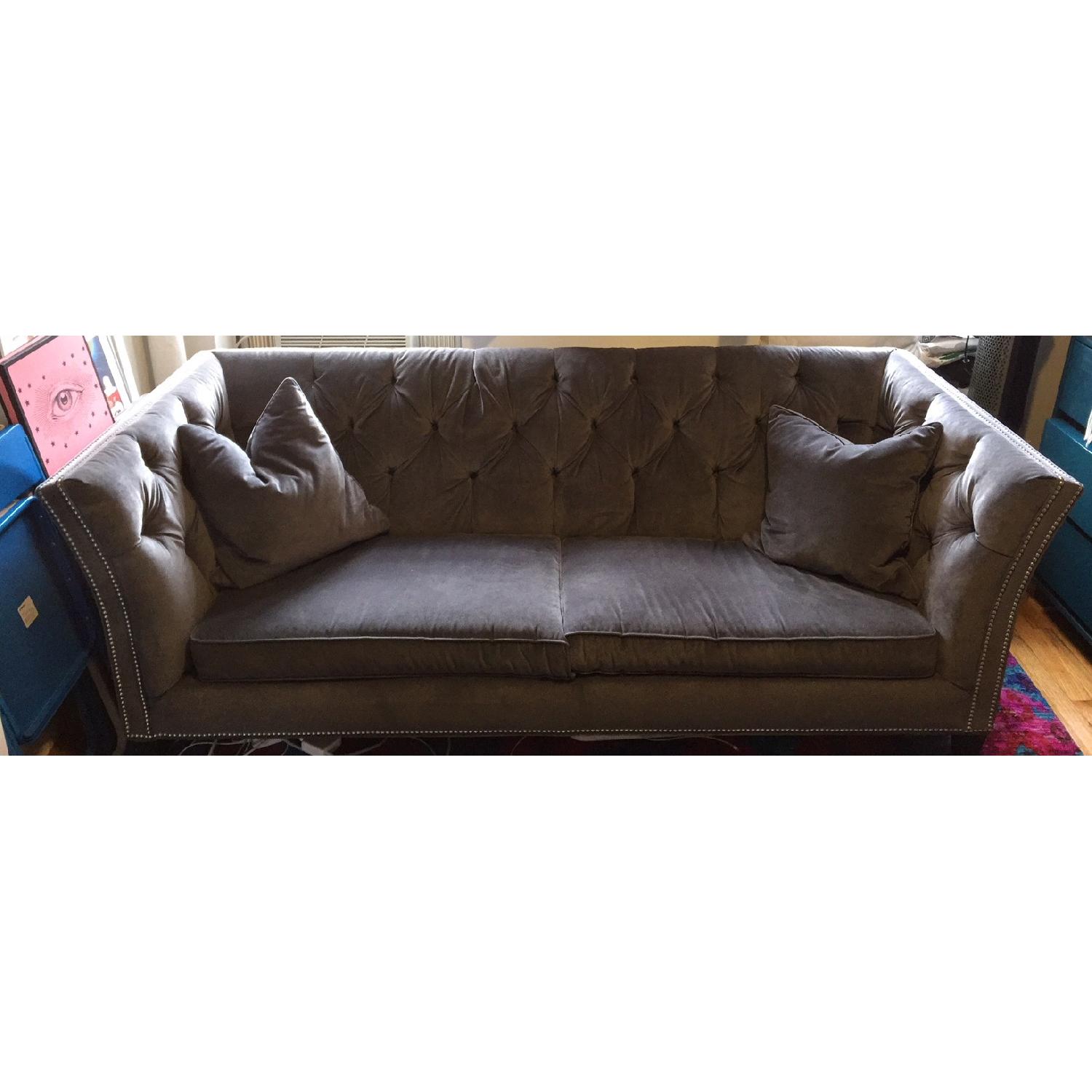 Ethan Allen Shelton Grey Velvet Sofa - image-1