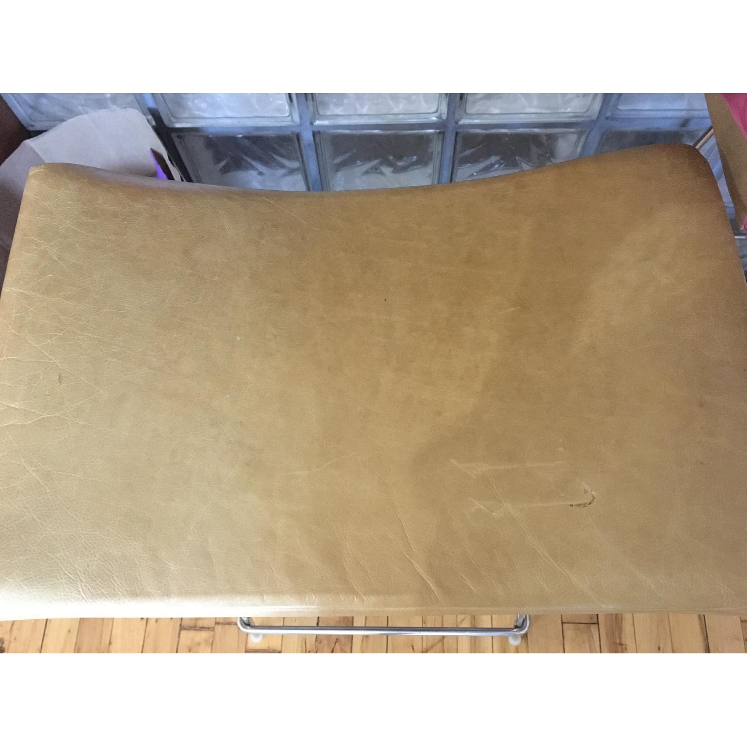 Beige Leather & Chrome Bar Stools - image-3