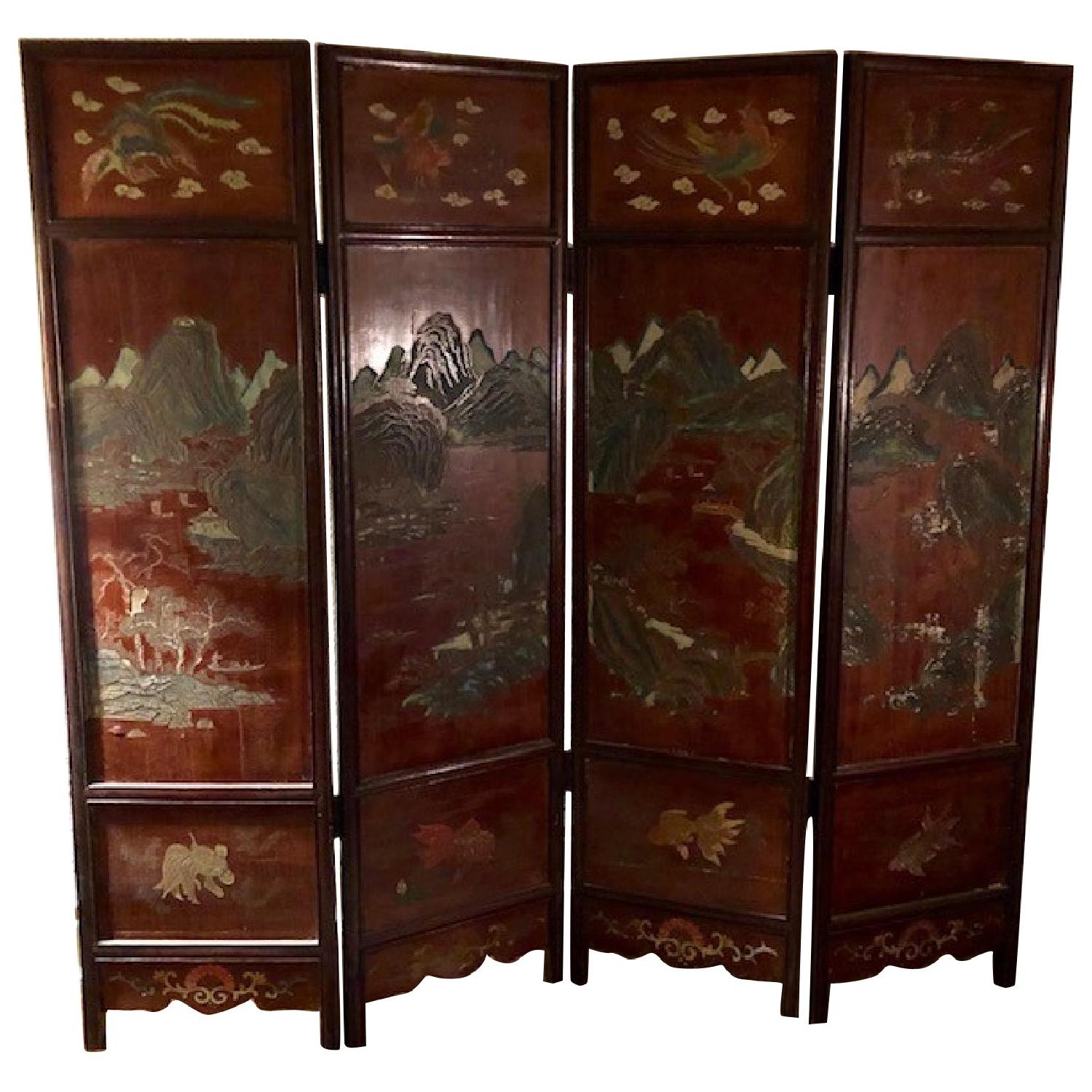 Antique Chinese Screen/Room Divider - image-0
