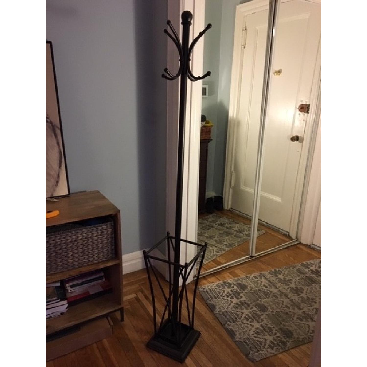 Black Metal Hall Tree w/ Umbrella Stand - image-1