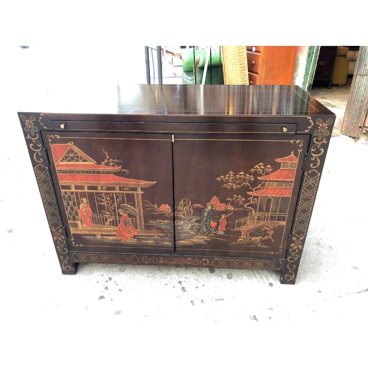 Vintage Oriental Style Sideboard/Media Cabinet - image-1