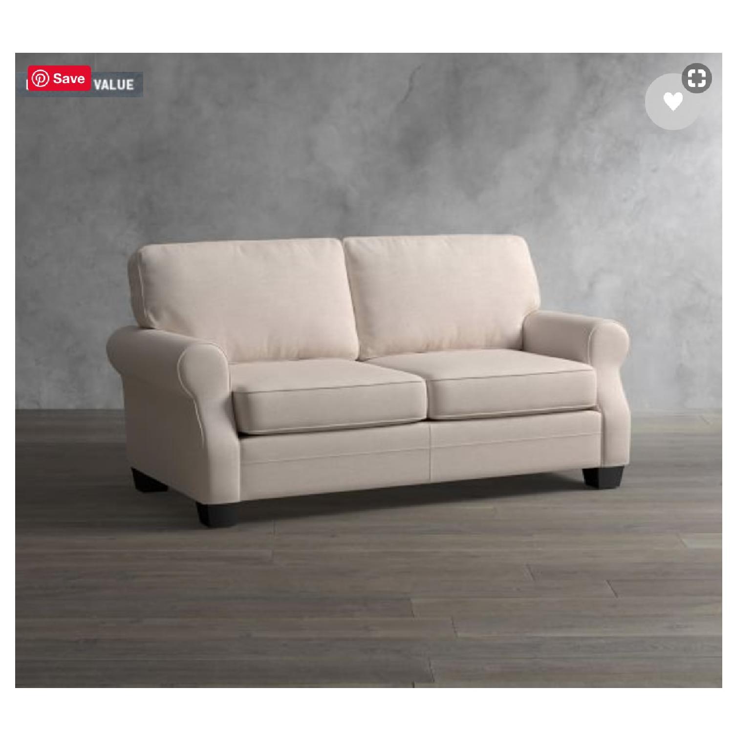 Pottery Barn Ivory Upholstered Two Seater Sofa - image-1