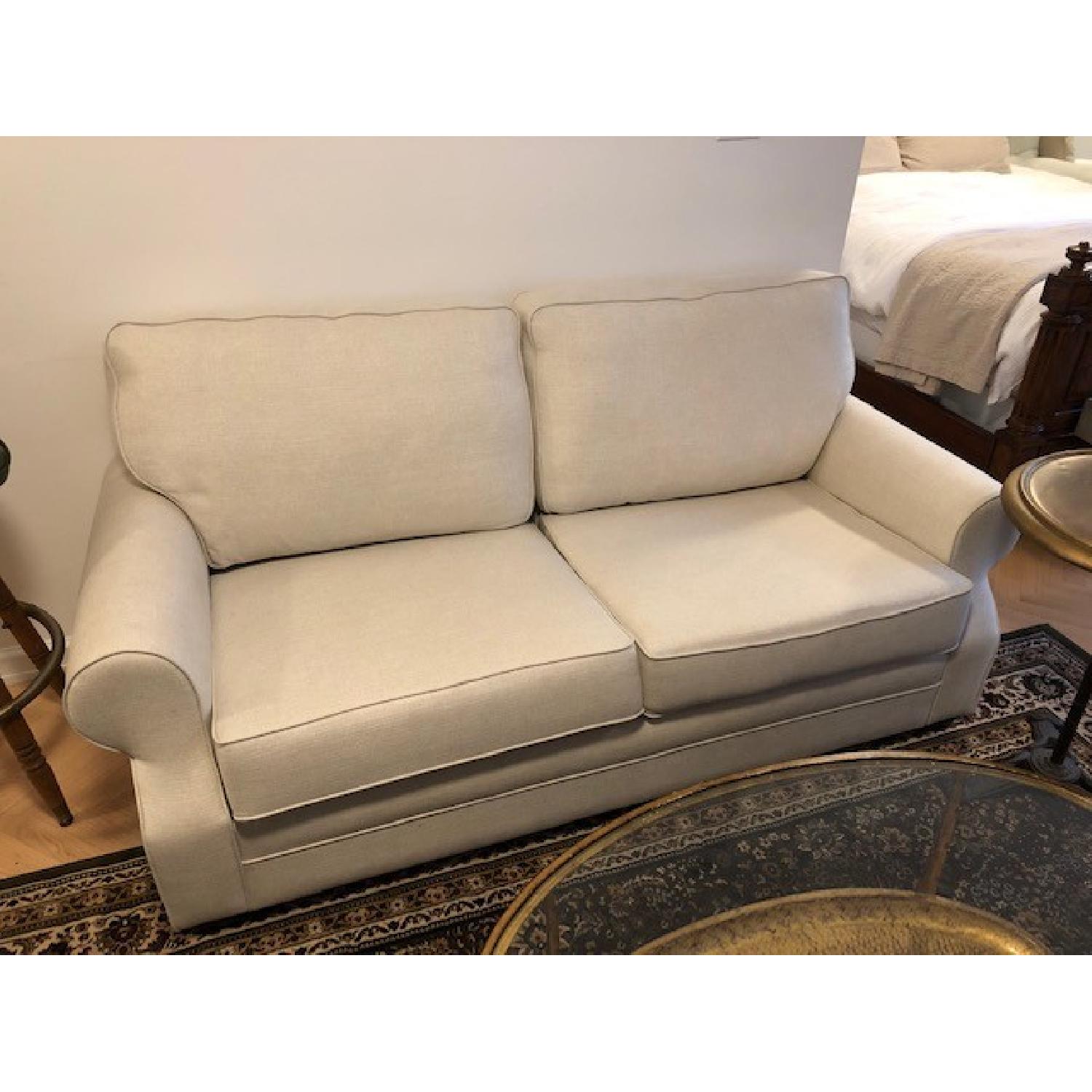 Pottery Barn Ivory Upholstered Two Seater Sofa - image-2