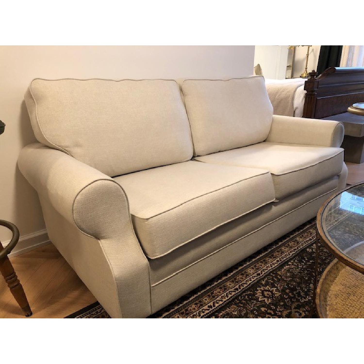 Pottery Barn Ivory Upholstered Two Seater Sofa - image-3