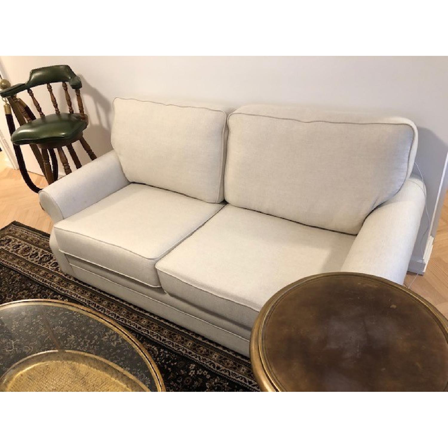 Pottery Barn Ivory Upholstered Two Seater Sofa - image-4