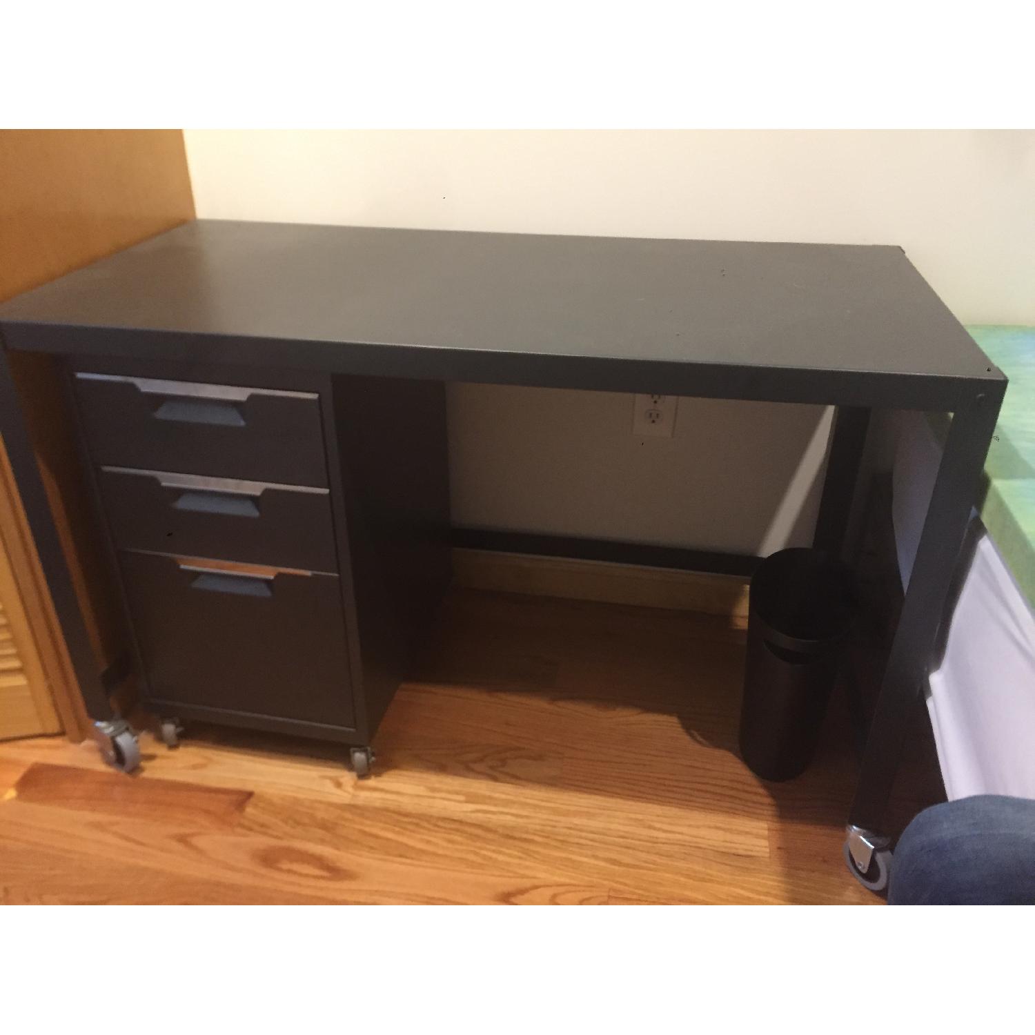 CB2 Rolling Desk w/ 3 Drawer Filing Cabinet - image-1