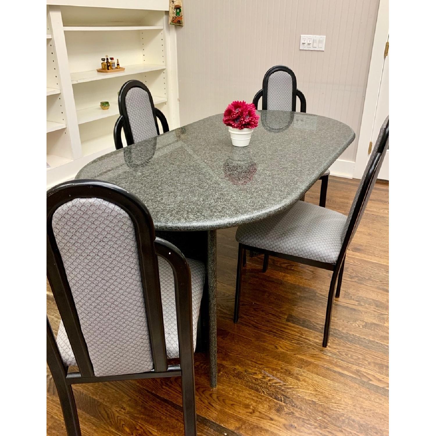 Granite Top Dining Table w/ 4 Chairs - image-1