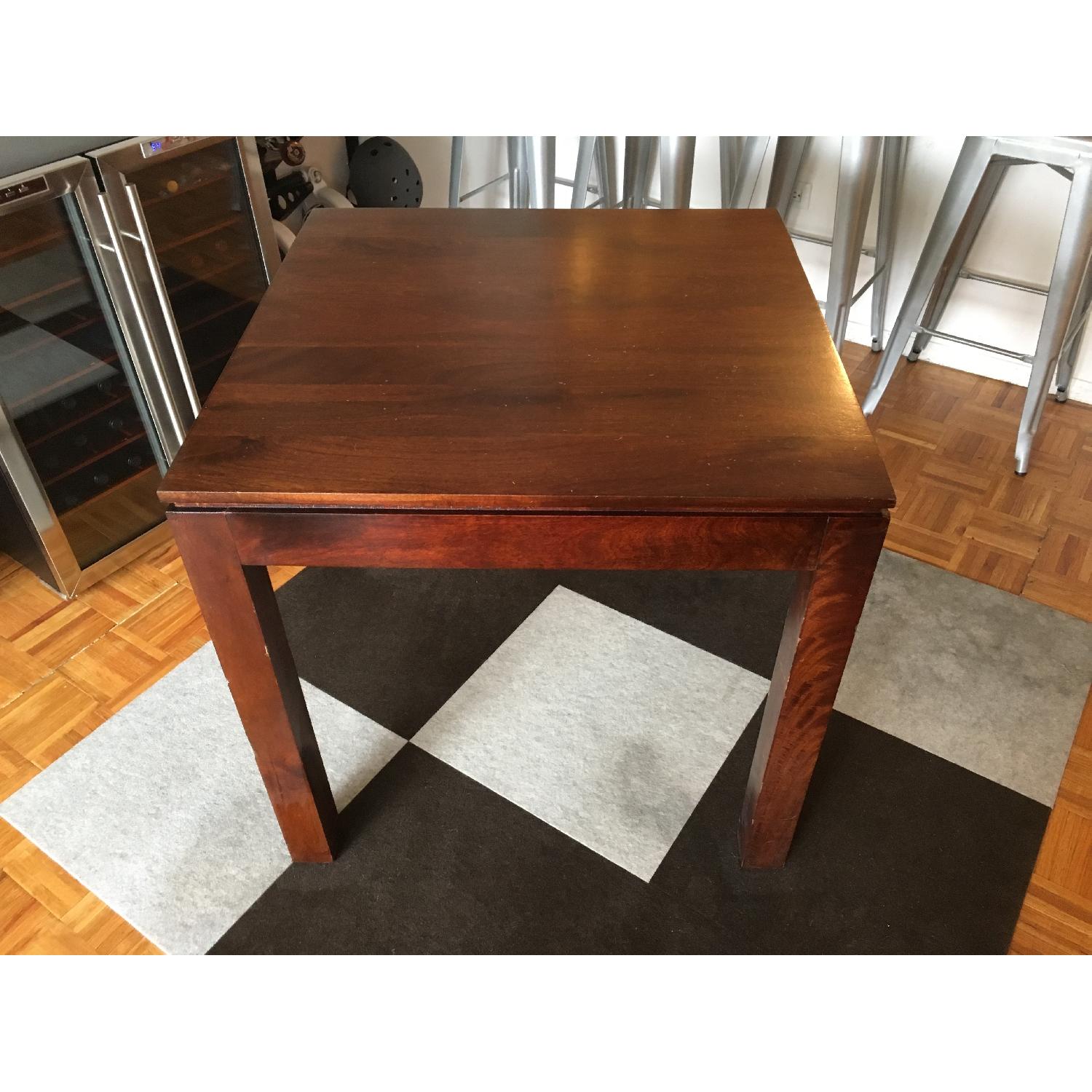 Antique Dark Wood Square Dining Table - image-1