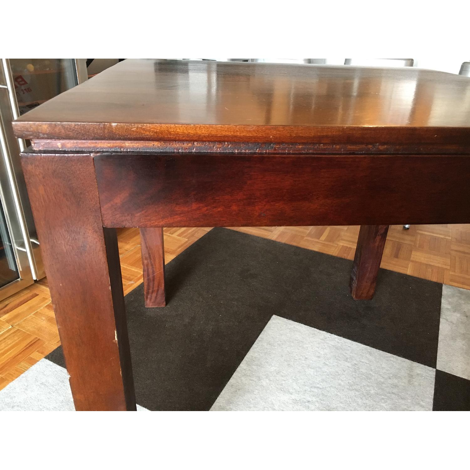 Antique Dark Wood Square Dining Table - image-3