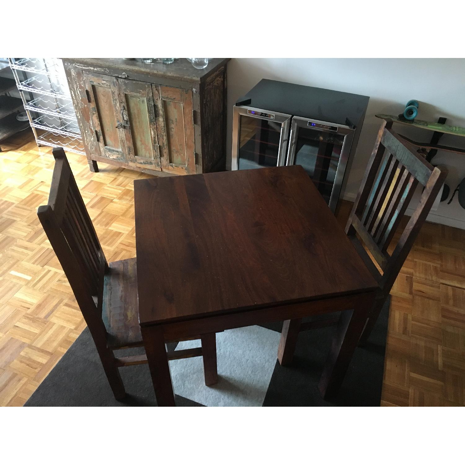 Antique Dark Wood Square Dining Table - image-7