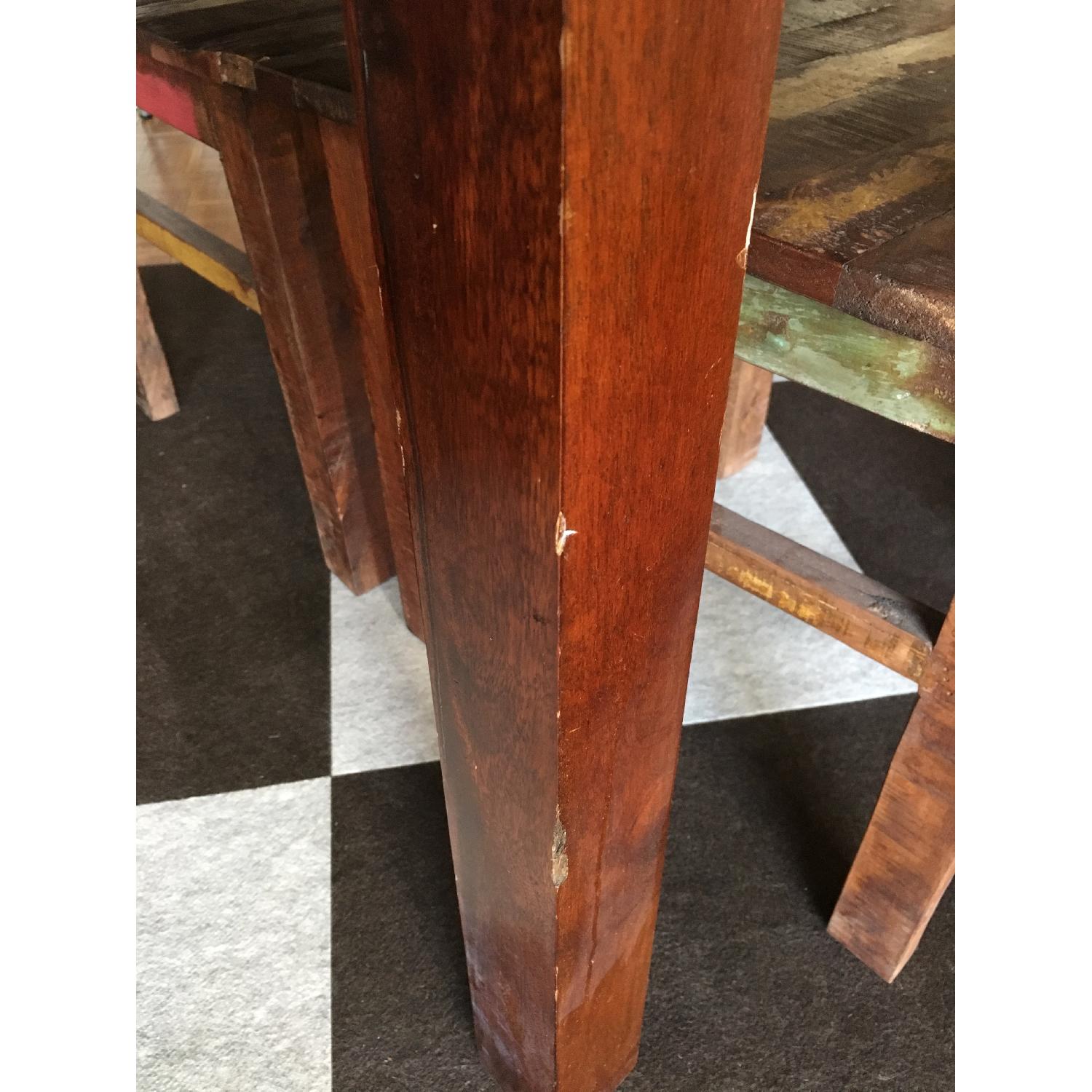 Antique Dark Wood Square Dining Table - image-8