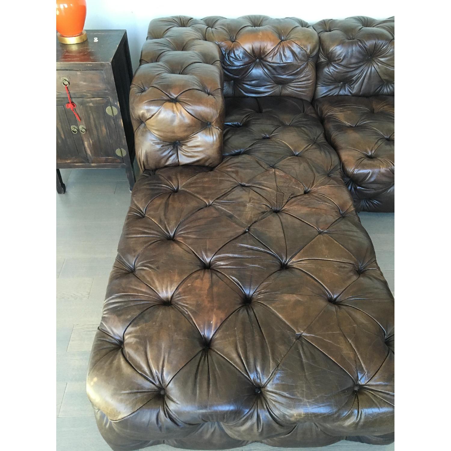 Restoration Hardware Brown Leather Sectional Couch - image-4