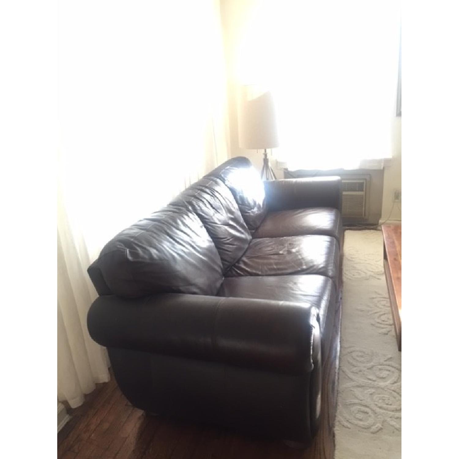 Raymour & Flanigan Marsala Leather Sofa - image-2