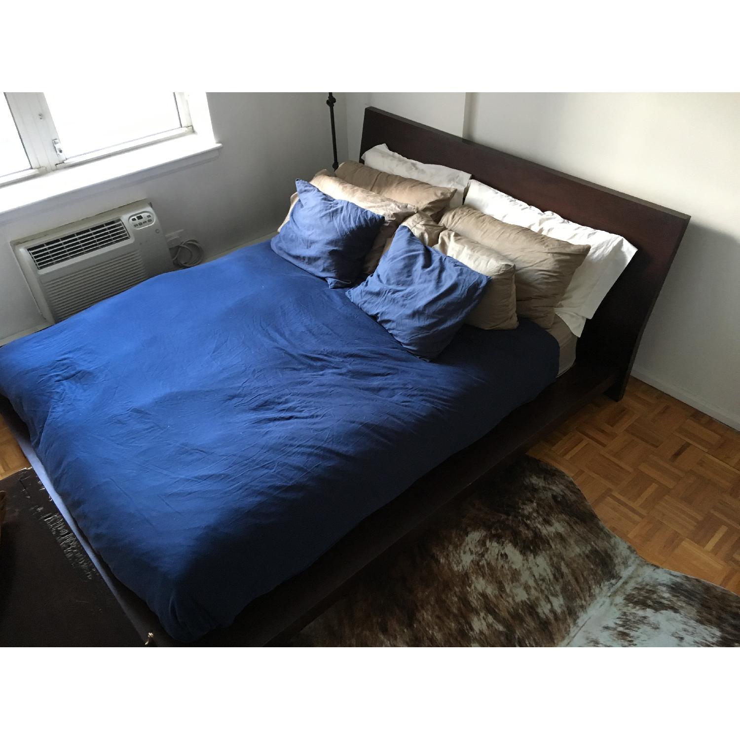 Dark Wood Contemporary Queen Bed Frame - image-1