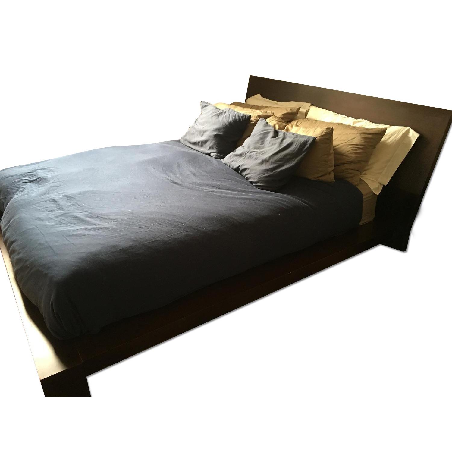 Dark Wood Contemporary Queen Bed Frame - image-0