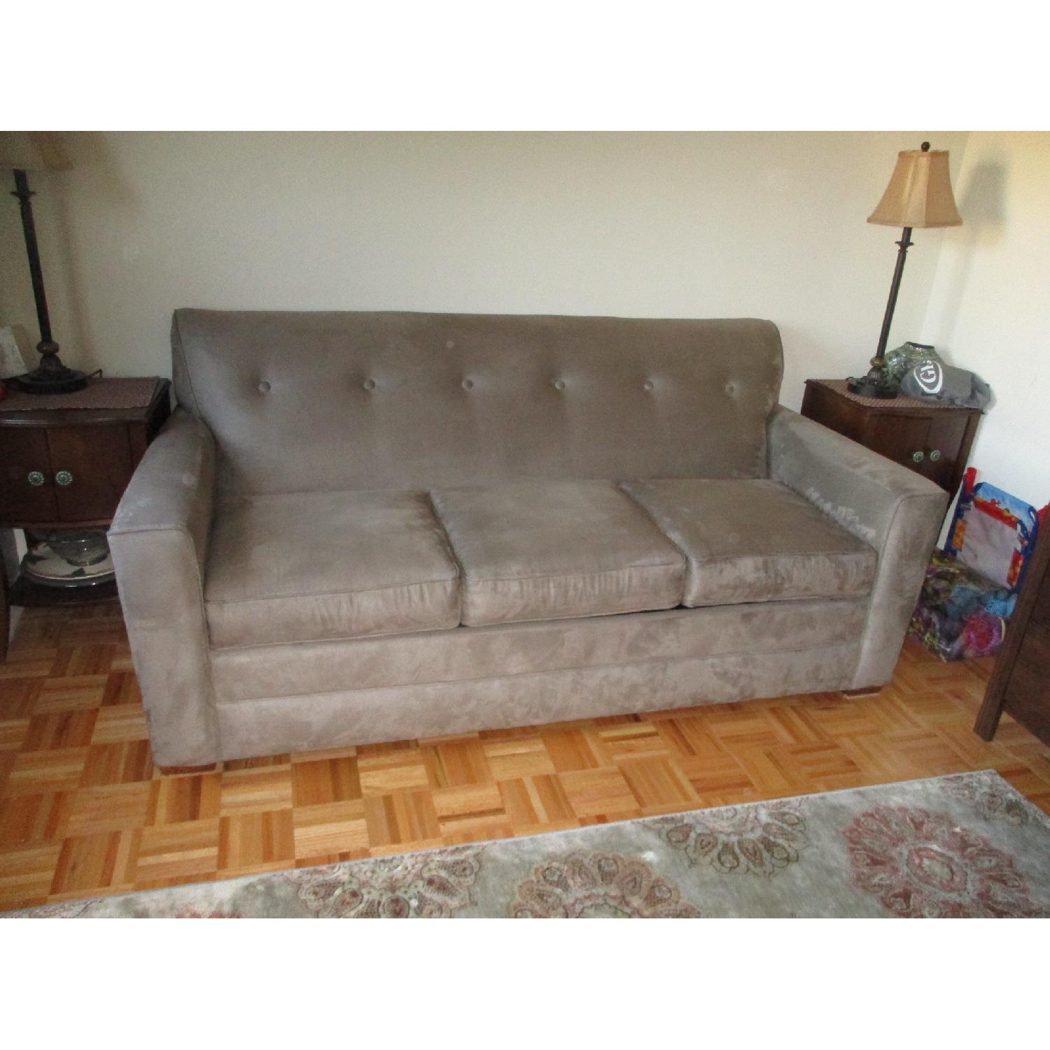 Broyhill Furniture Microfiber Sage Green Queen Sleeper Sofa - image-2