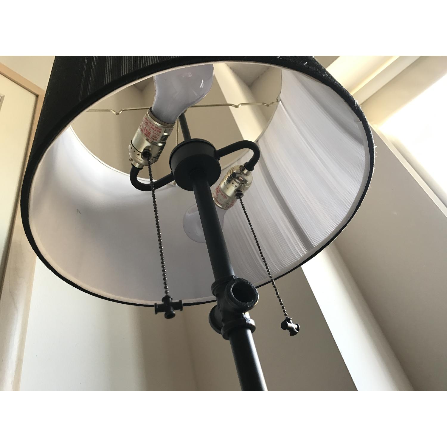 Iron Industrial Pipe Floor Lamp w/ Black Multi-String Shade - image-3