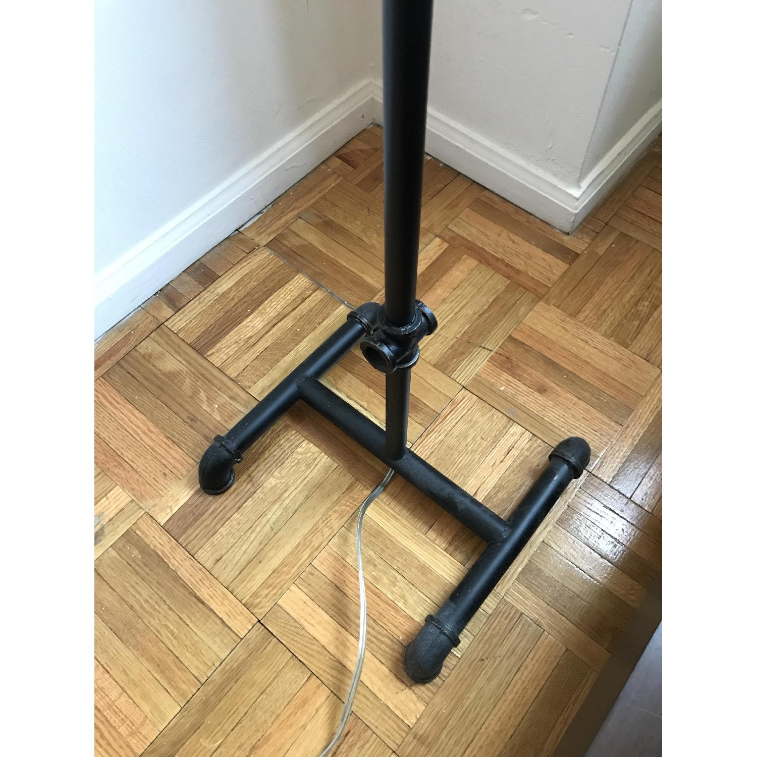 Iron Industrial Pipe Floor Lamp w/ Black Multi-String Shade - image-6