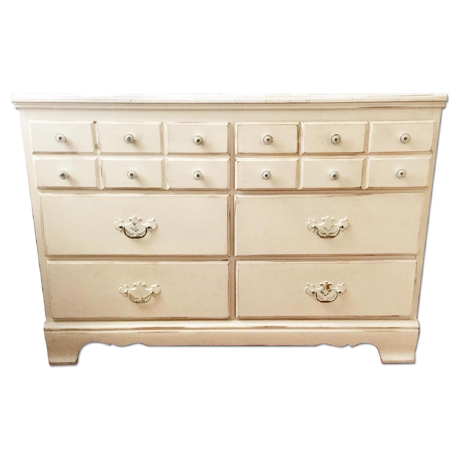 White Shabby Chic Antique Dresser w/ Vanity - image-8