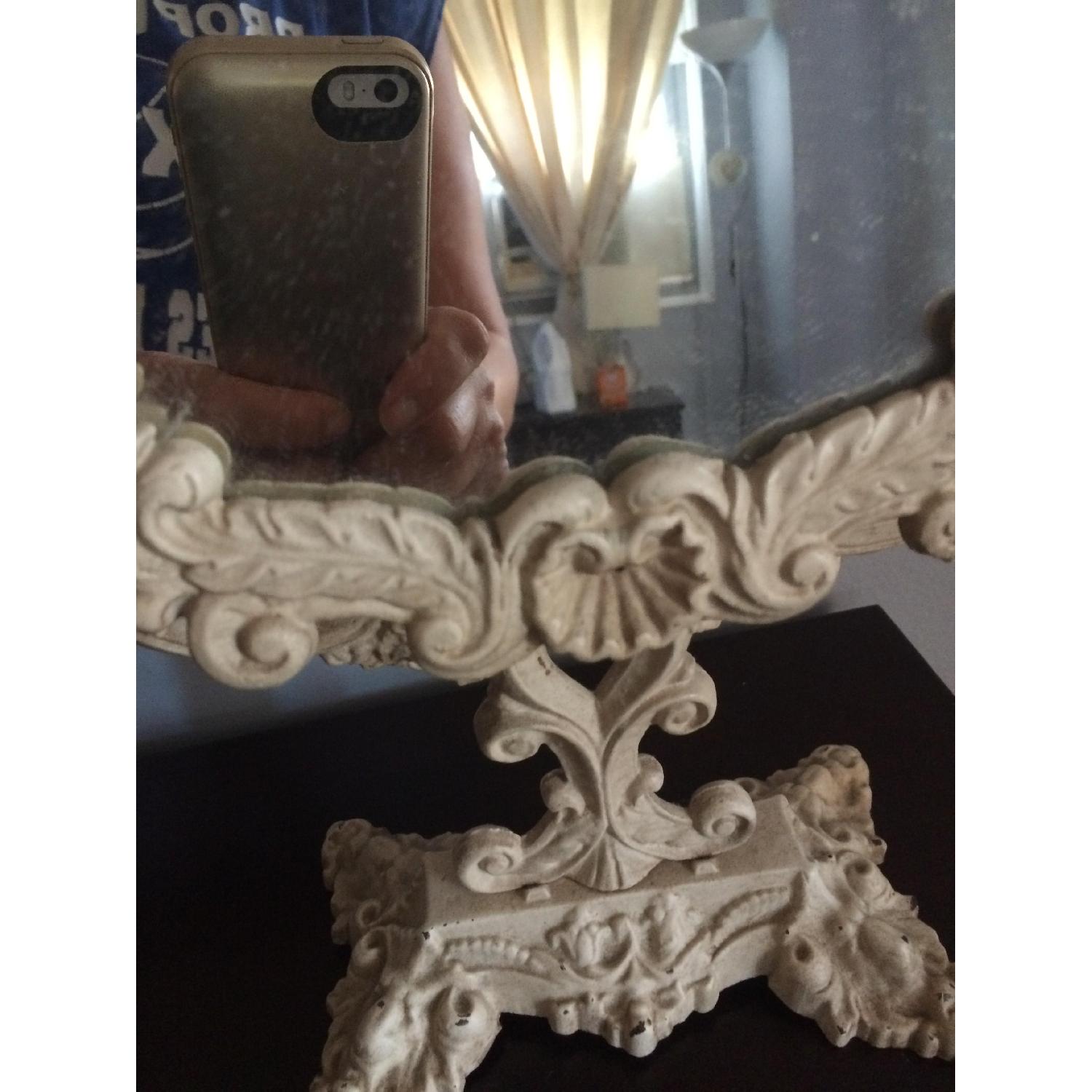 Ornate Cast Iron Victorian Standing Swivel Mirror Picture Frame - image-1