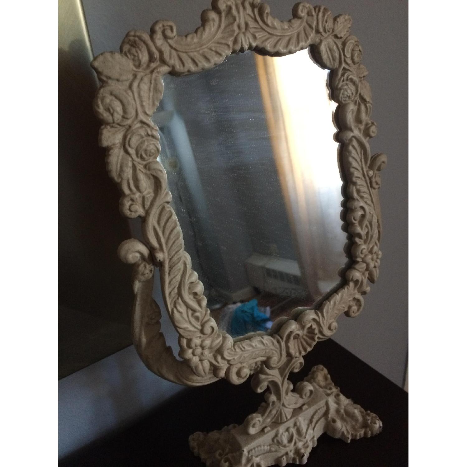 Ornate Cast Iron Victorian Standing Swivel Mirror Picture Frame - image-4