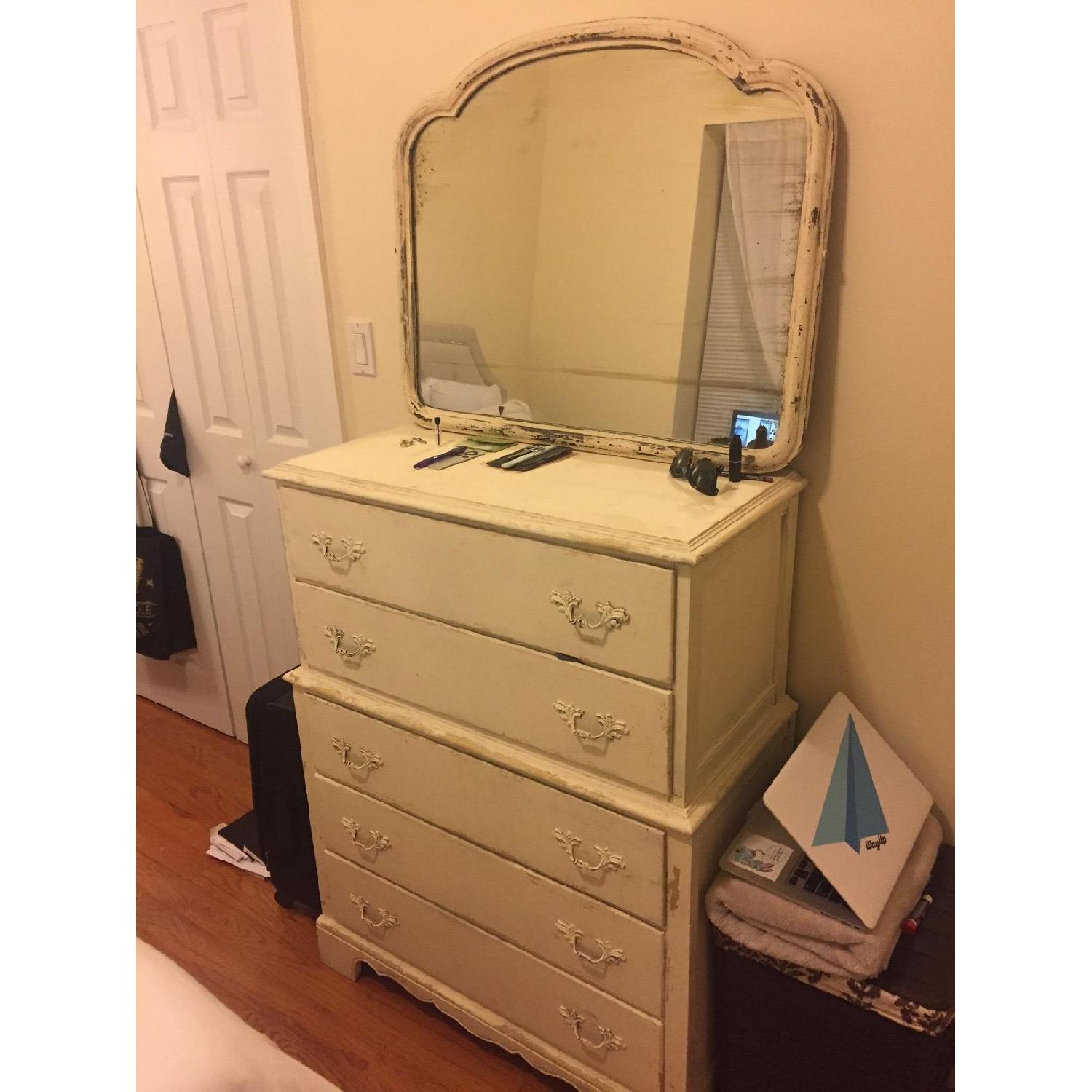 White Antique Dresser + Matching Desk - image-1