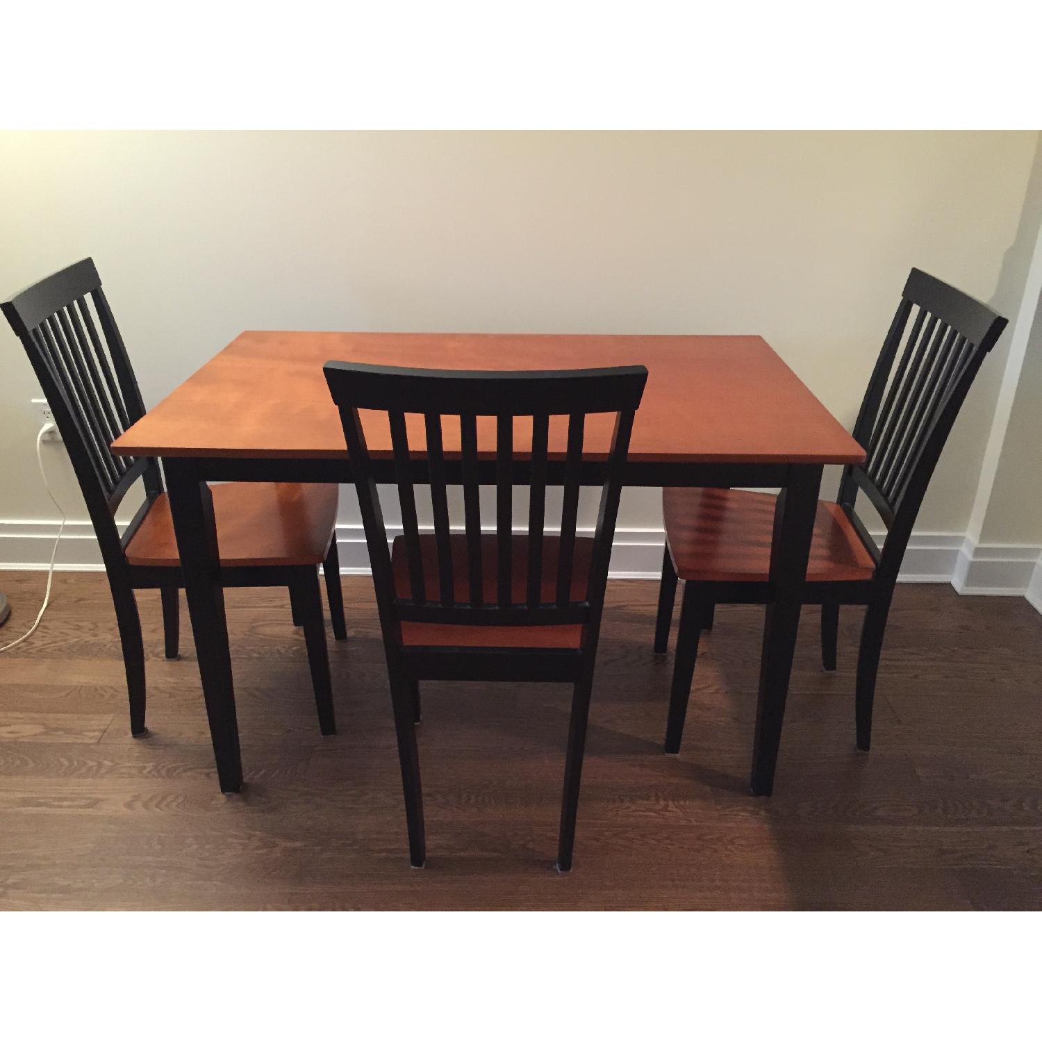 Cherry Wood Dining Table w/ 3 Chairs - image-1