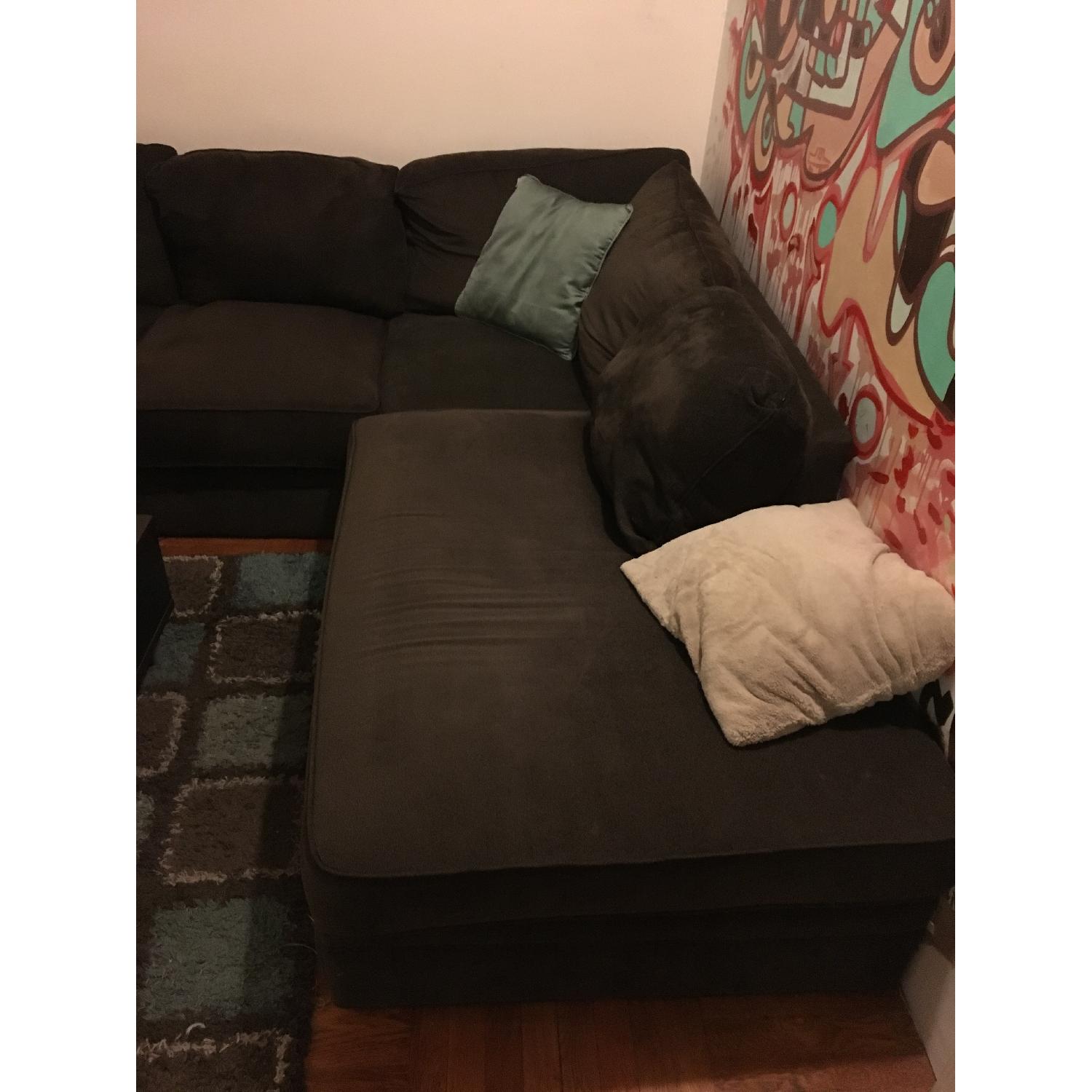 Bob's Chocolate Brown L-Shaped Couch Sectional w/ Hidden Storage - image-1