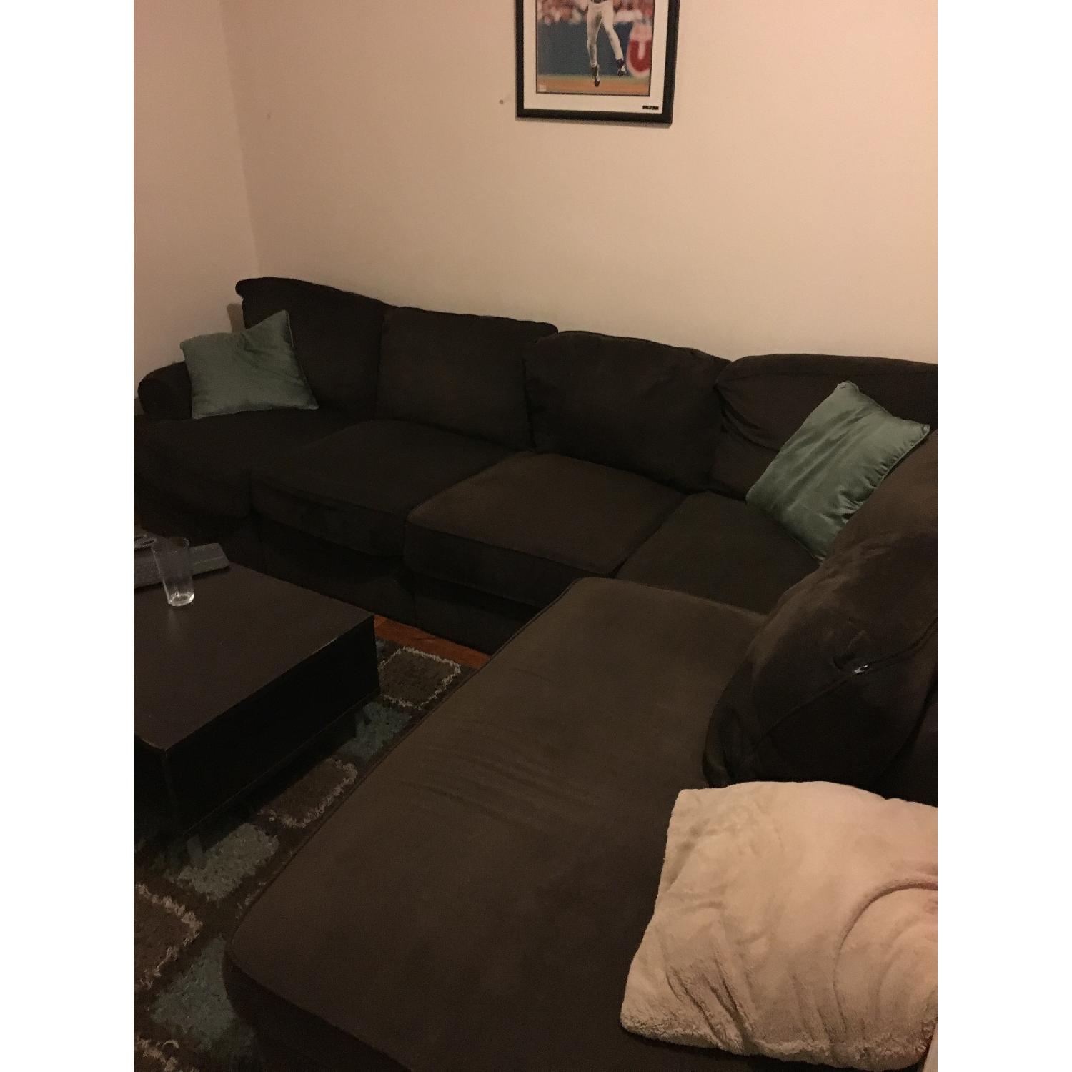 Bob's Chocolate Brown L-Shaped Couch Sectional w/ Hidden Storage - image-2