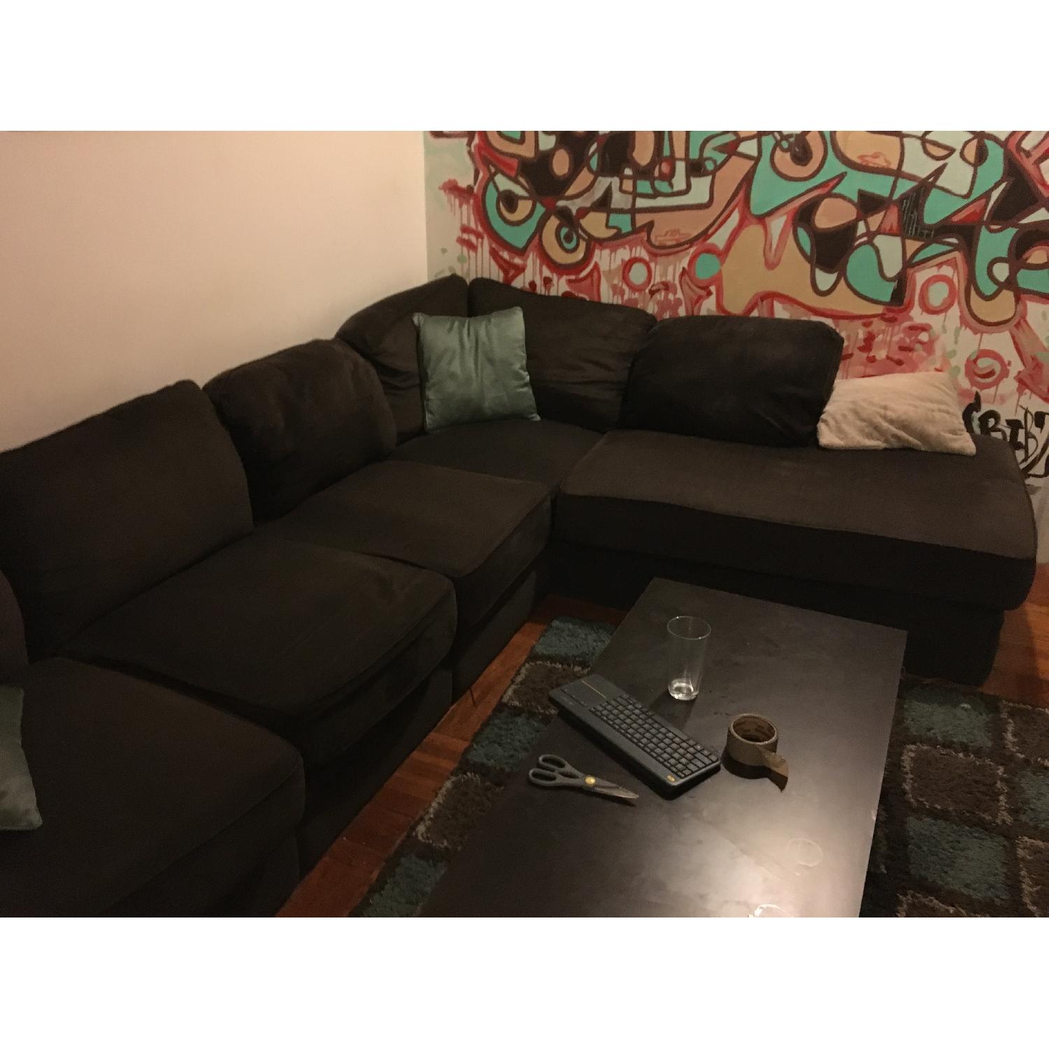 Bob's Chocolate Brown L-Shaped Couch Sectional w/ Hidden Storage - image-3