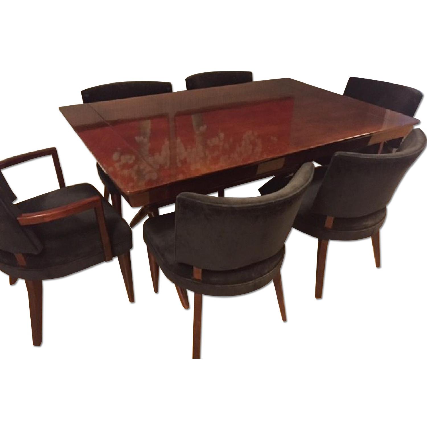 Depression Modern Art Deco Dining Room Table w/ 6 Chairs - image-0